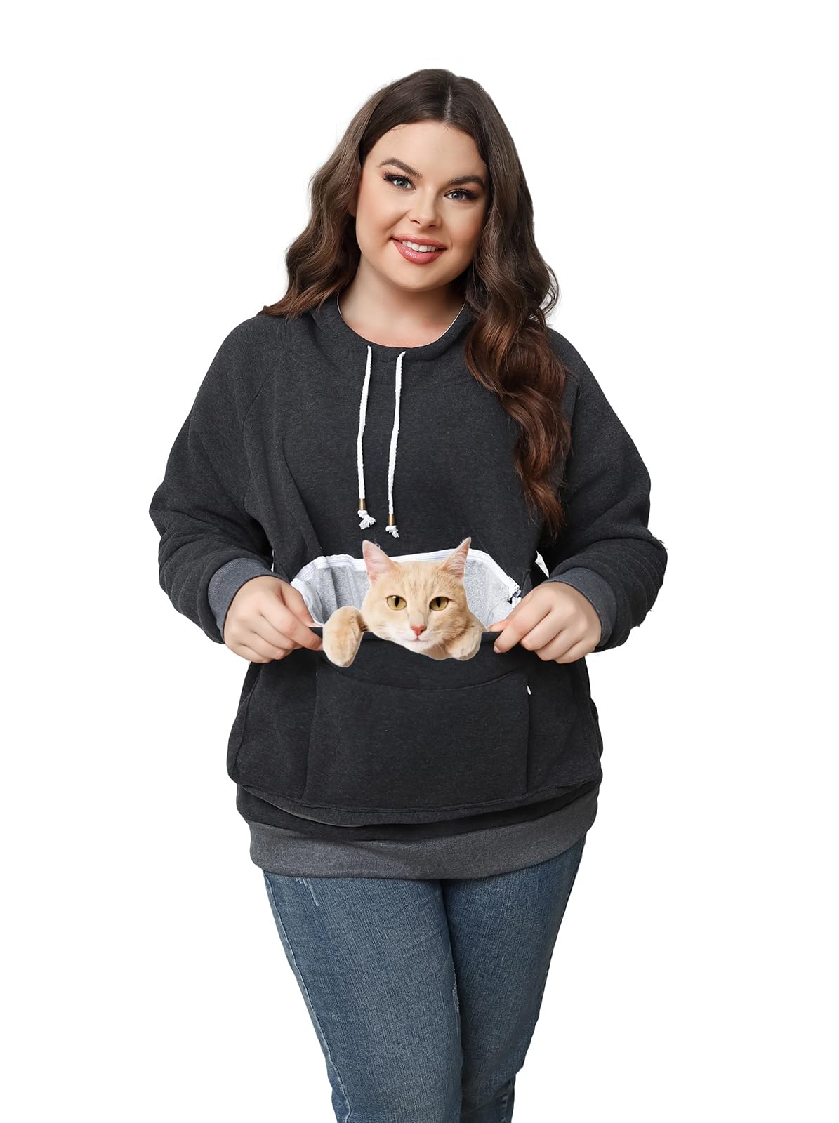 Unisex Cat Pouch Hoodie Long Sleeve Kitten Puppy Holder Hoodies Front Large Pouch Pet Carrier Sweatshirt