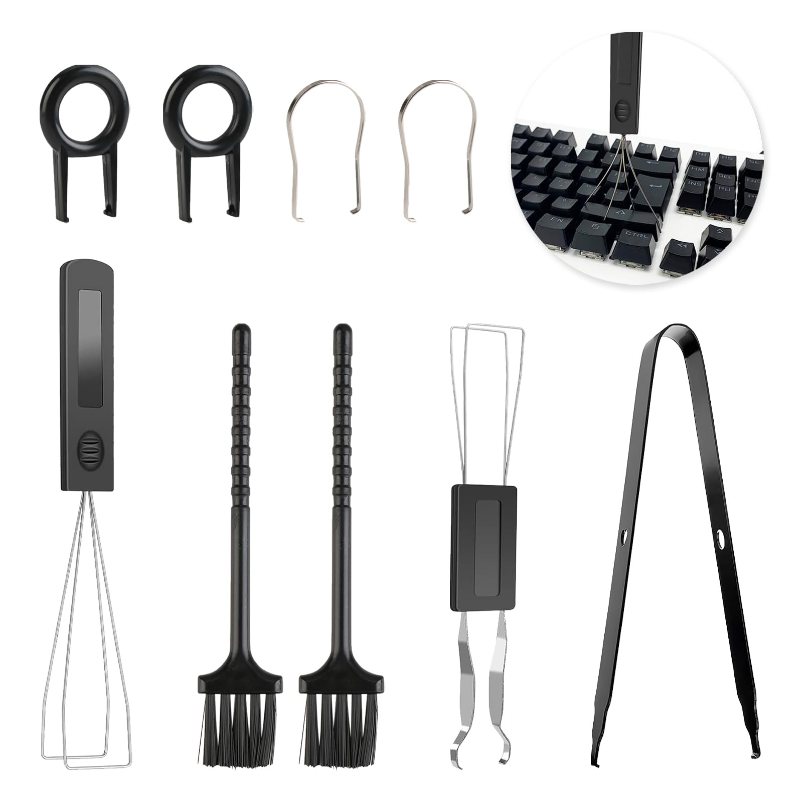 5 Estrattori Per Tasti Tastiera Meccanica - Keycap Puller In Plastica Nera - Accessori Computer - 3