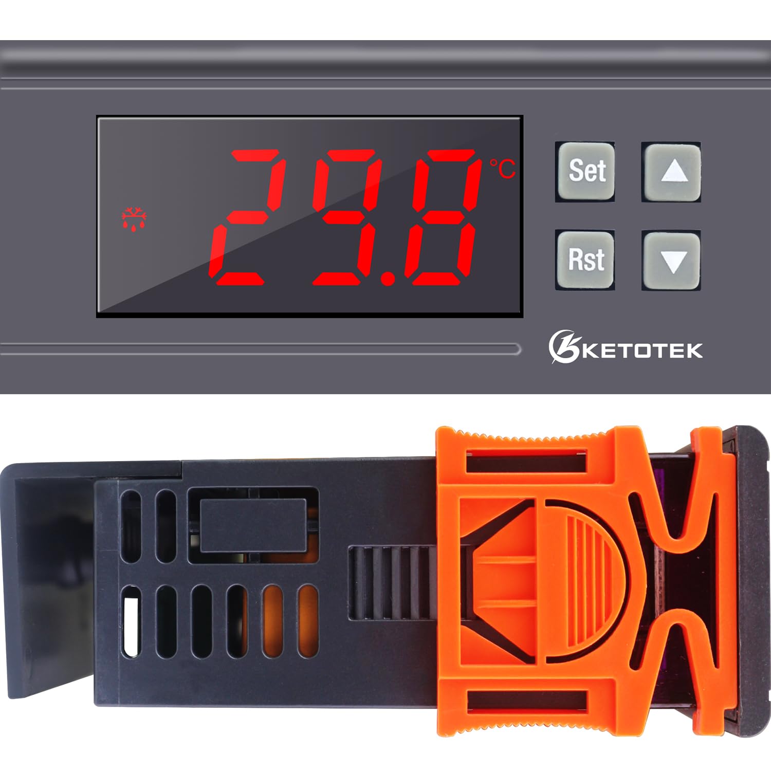 KETOTEK Regulateur de temperature 30℃~300℃ avec sonde, Contrôleur de Thermostat Numerique 220V 30A Relais Incubateur Chauffage Refroidissement