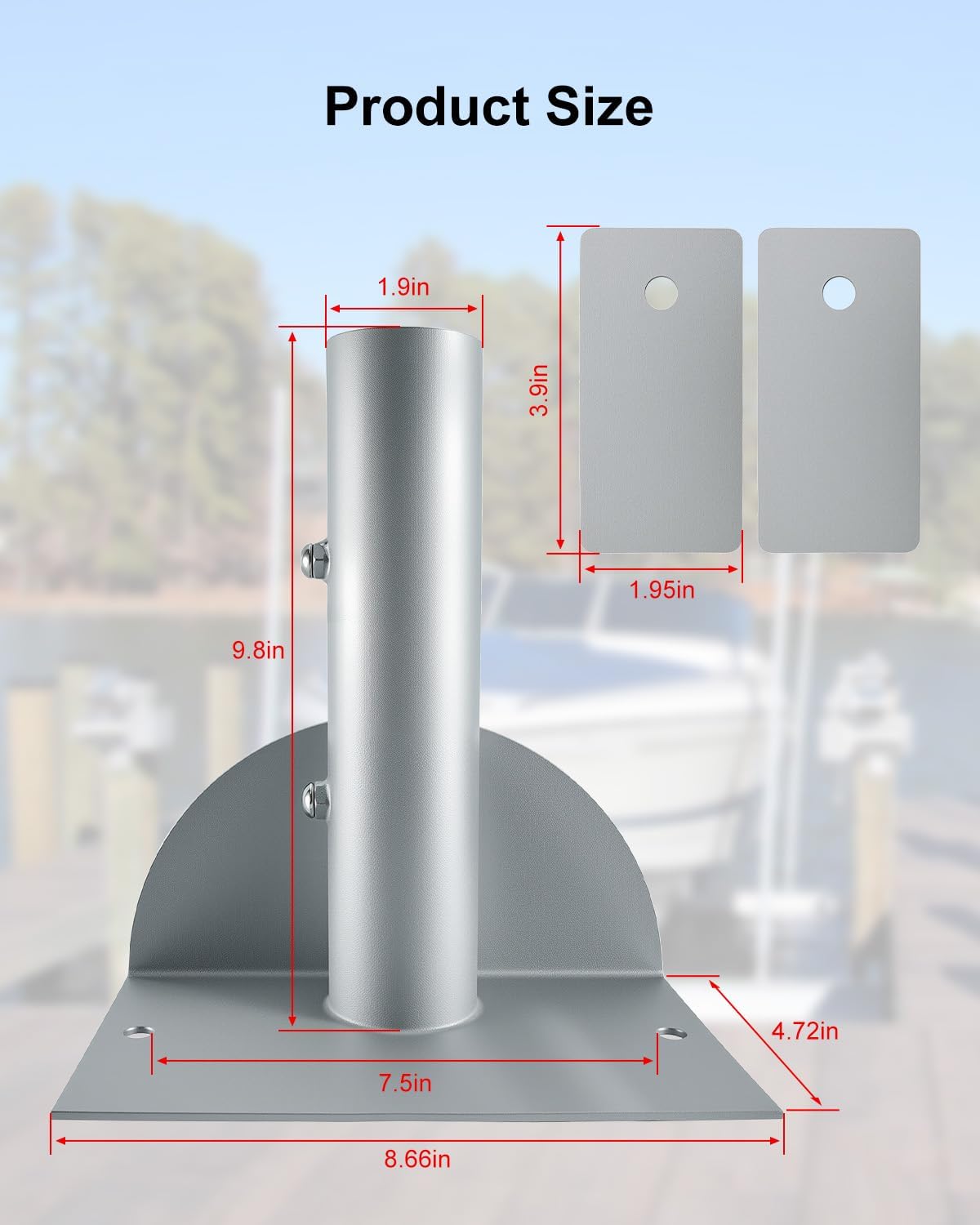 Guide Post Bracket for Protecting Lift & Guide Boat, Stainless Steel Support Mount for 4"x6" 5"x8" 6"x10" Bottom I-Beams, Heavy-Duty Bracket with Double Locking Screws for Marine Dock & Boat Lift