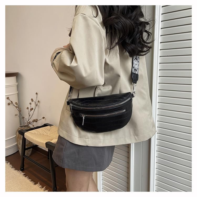 Image of Leather Chest Bag for Women, Crossbody Belt Bag Fanny Pack Purse Fashionable Waist Bags Handbag for Everyday Use Trip Walking Hiking
