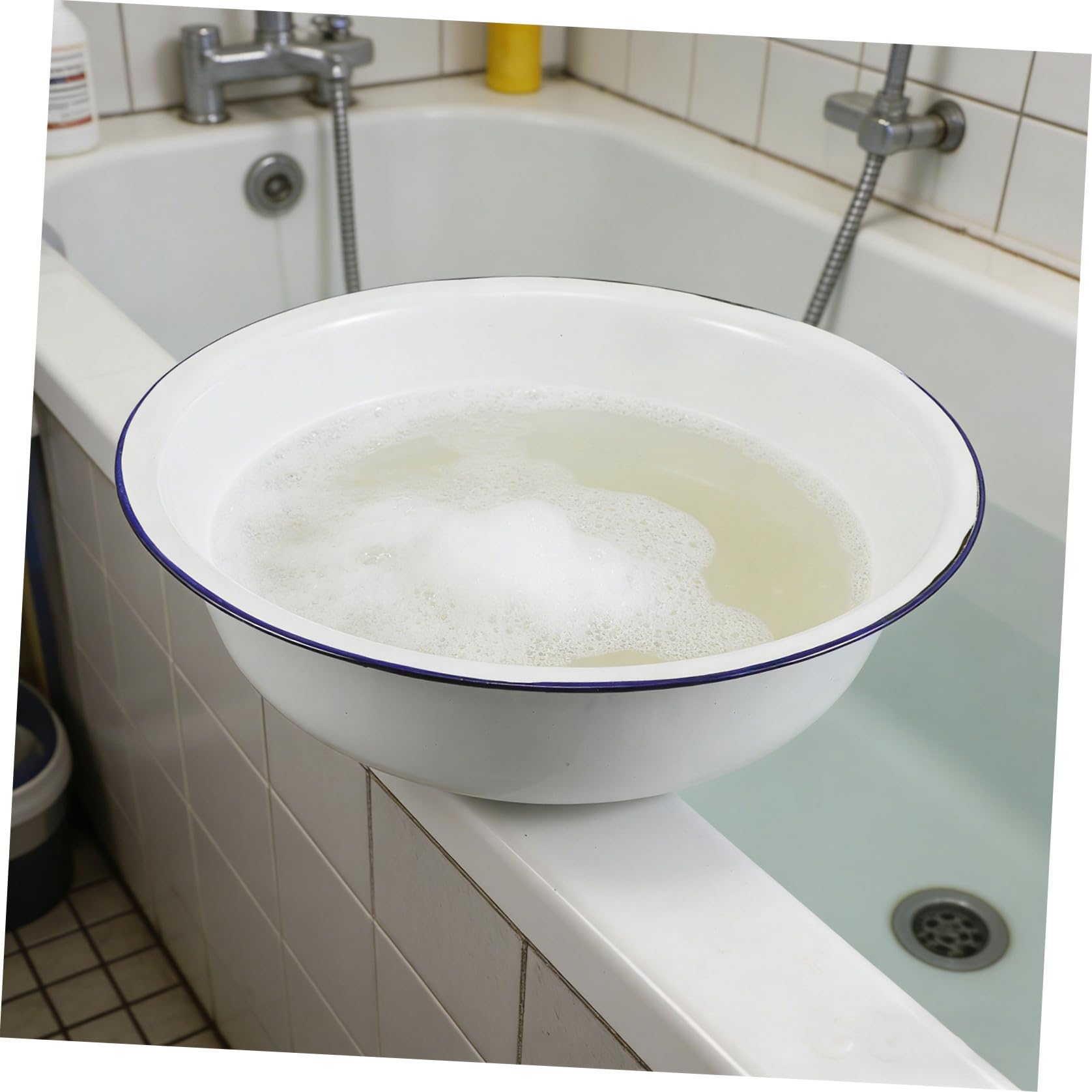 2 Vaschette per Pediluvio in Smalto Vintage, Lavabo Bagno in Metallo Smaltato Resistente, Bacinella Smaltata per Ammollo Piedi e Lavaggio, Dimensioni Generose Adatte a