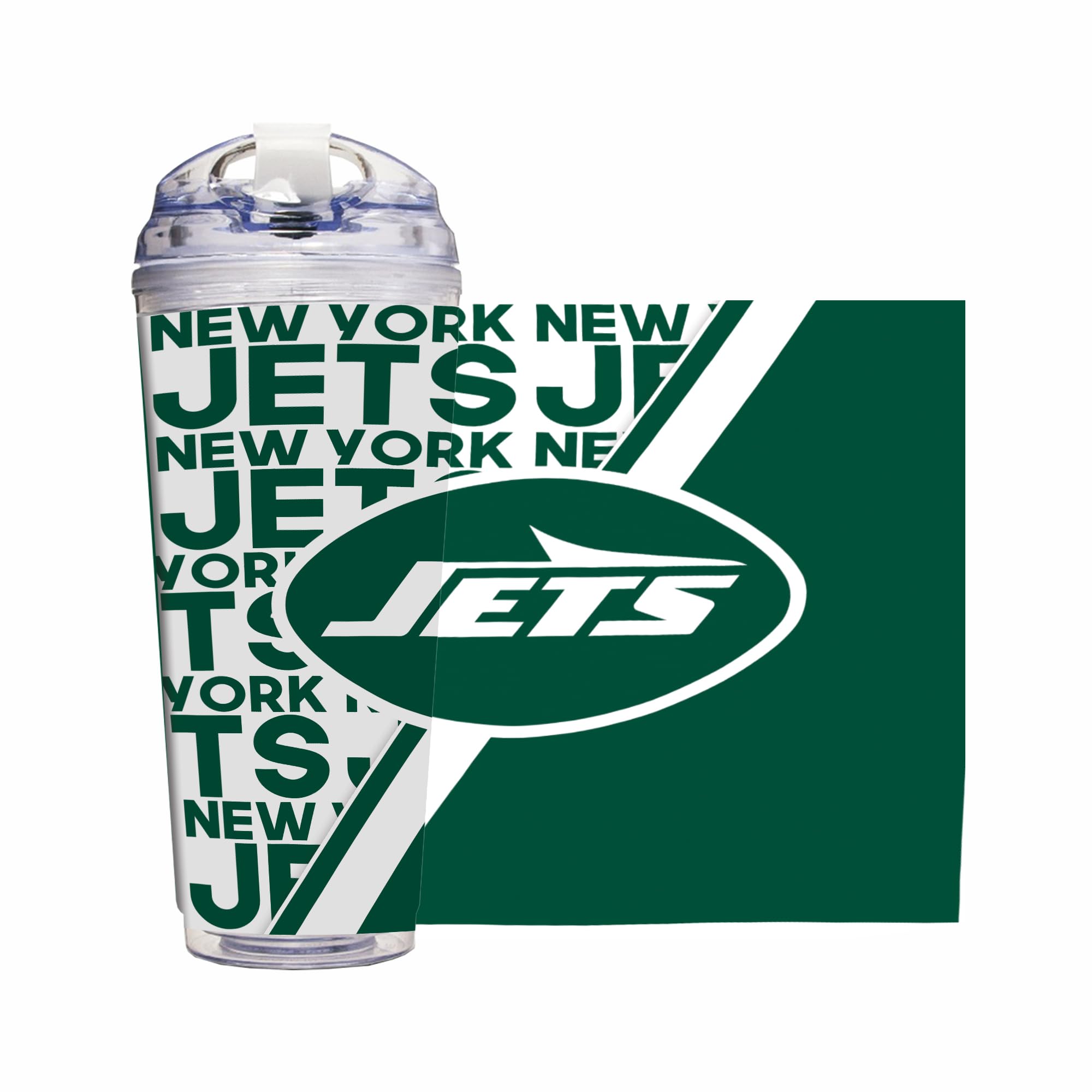 Rico Industries NFL Football 24oz Acrylic Tumbler with Hinged Lid, Officially Licensed Double Wall Tumbler for NFL Fans