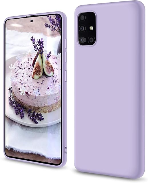 SouliGo Samsung Galaxy A51 Case Silicone Soft Gel Bumper Rubber Cover Girls Women Slim Microfiber Lining Rugged Anti-Scratch Non-Slip Shockproof Phone Cases for Samsung A51 - Lavendar Purple