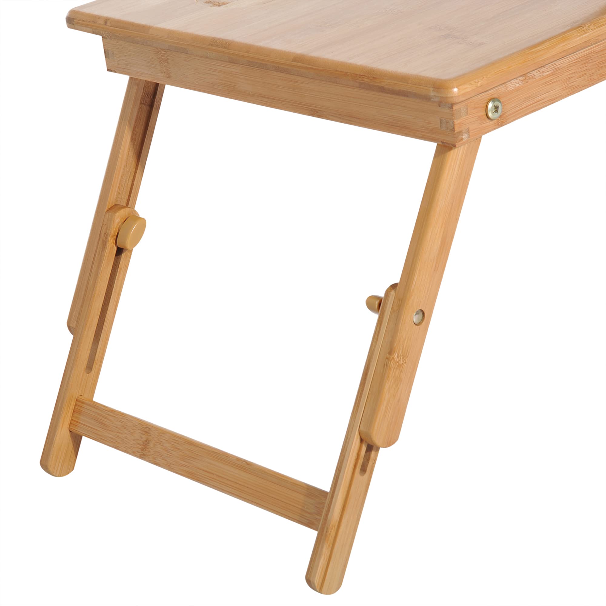 HOMCOM Tavolino da Colazione a Letto, Tavolino da Letto per PC Pieghevole, Supporto per PC da Camera, Regolabile, Inclinabile, Cassetto, Gambe Pieghevoli, 72x35x22-30, Colore Legno
