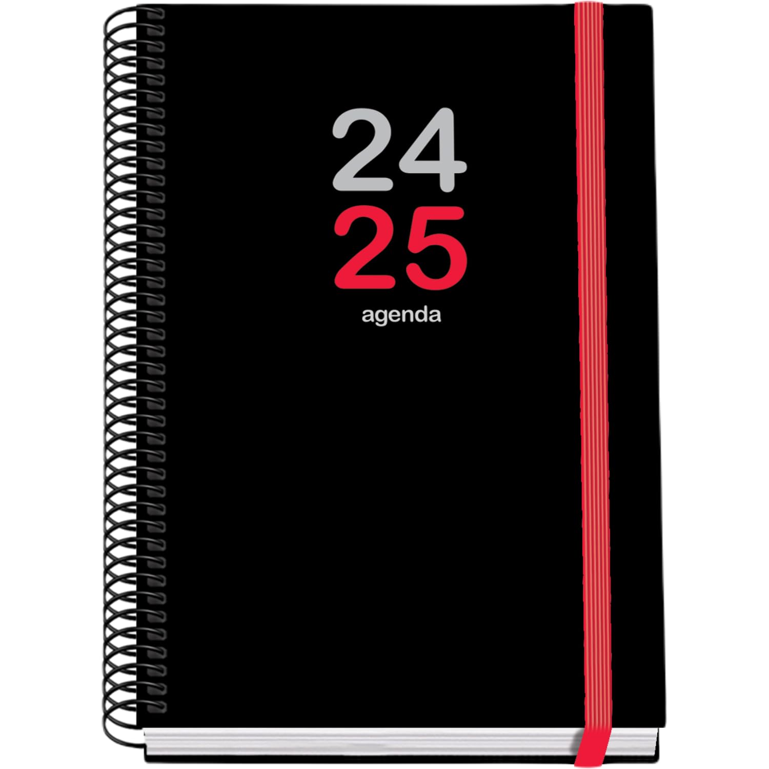 Dohe - Agenda Escolar 2024 2025 - Semana Vista, Tamaño A5 (15x21 cm), Cierre Anillas y Goma, Español e Inglés, 4 Páginas de Pegatinas, Septiembre a Junio, Material Escolar - PRIME Elite