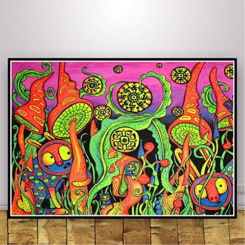 Lienzo abstracto psicodélico para decorar salas de estar juveniles y estudios con un toque trippy