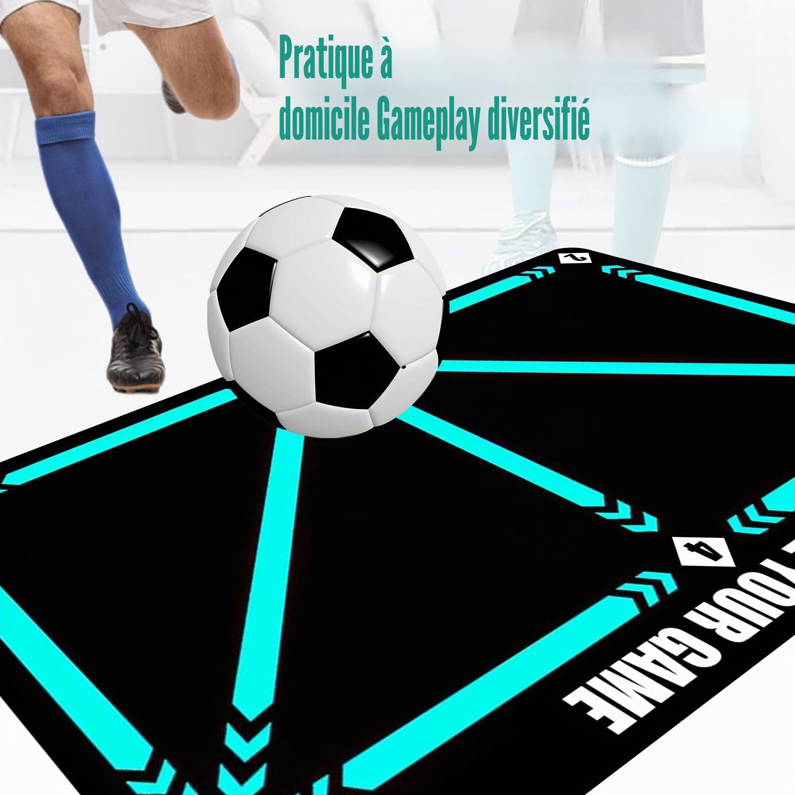 Tapis Football Entrainement 90 x 60 cm Tapisn d'entraînement Foot Antidérapant pour Football Dribble Footstep Pratique de Contrôl