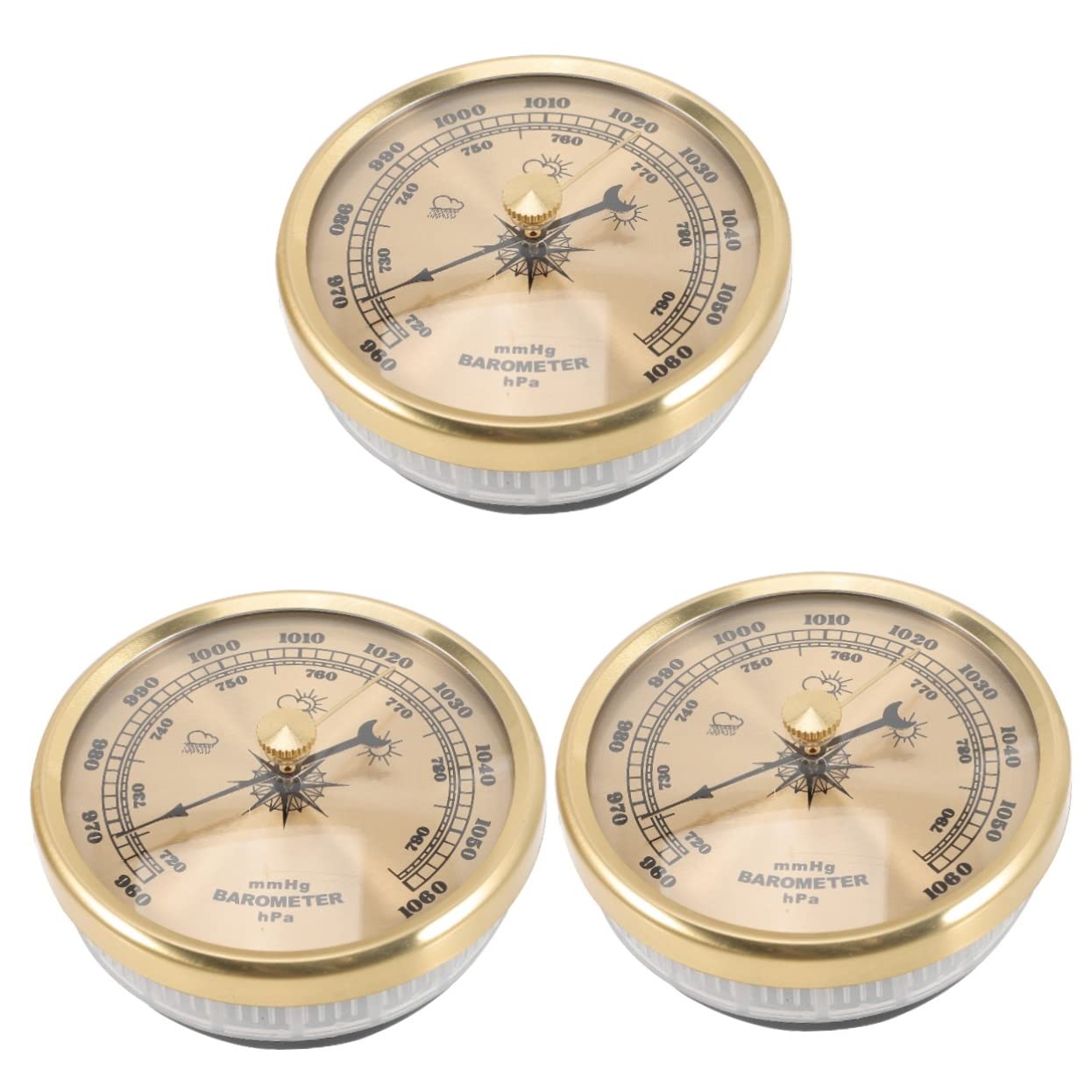 YARNOW 3 Pièces Baromètre à Cadran Baromètre Météo Intérieur Pression Baromètre Anéroïde Réglable Hygromètre Humidité Intérieure Outil De Mesure Du Baromètre Table De Mesure Métal Mural