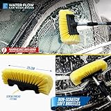 Water Flow Car Wash Brush Replacement Head - Car Cleaning Kit Brush with Soft Synthetic Bristles, Curved Design for All Angle Cleaning, Compatible with Water Flow Handle - Head Only - Image 7