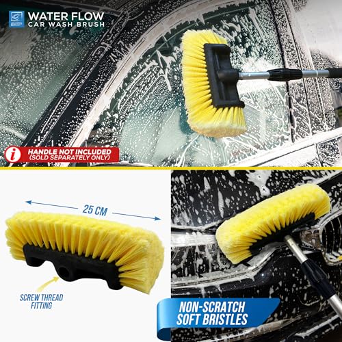 Water Flow Car Wash Brush Replacement Head - Car Cleaning Kit Brush with Soft Synthetic Bristles, Curved Design for All Angle Cleaning, Compatible with Water Flow Handle - Head Only - Image 6