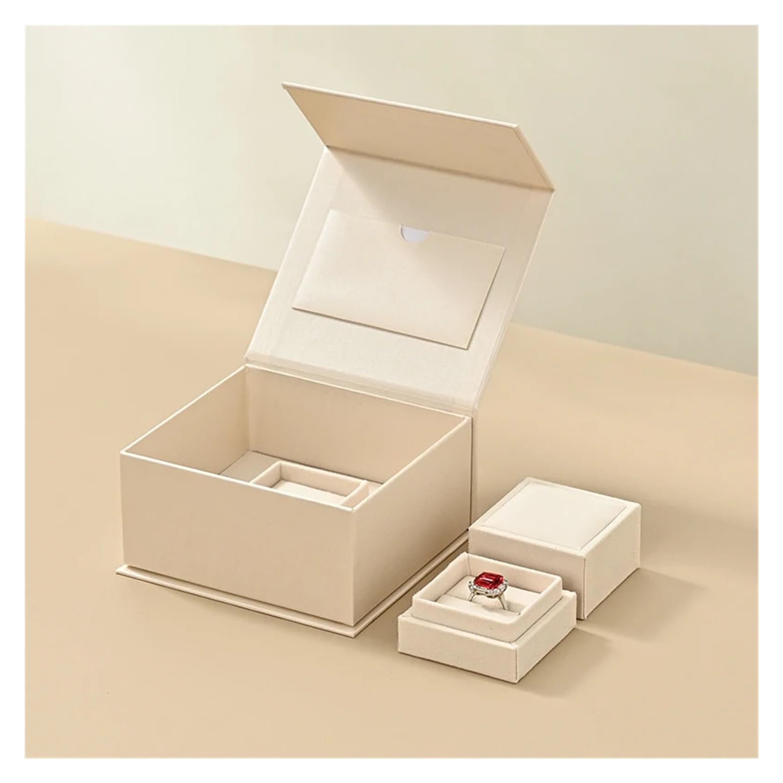 Boîte à bijoux en velours Boîte à bagues avec couvercle, boîtes bijoux magnétiques