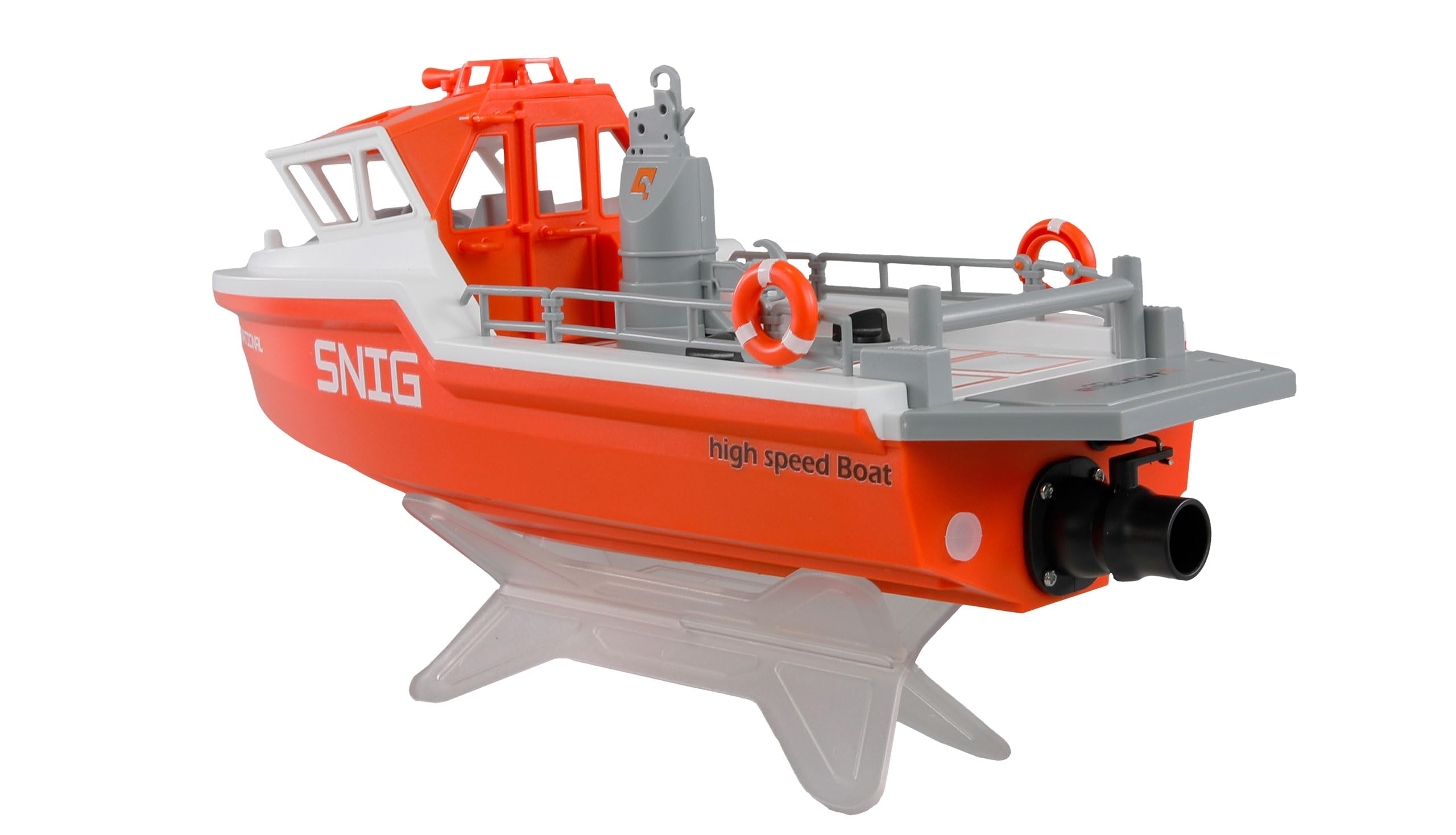 Amewi Barco Salvavidas RC sin escobillas, 320 mm, RTR Blanco/Naranja, teledirigido, niño a Partir de 8 años