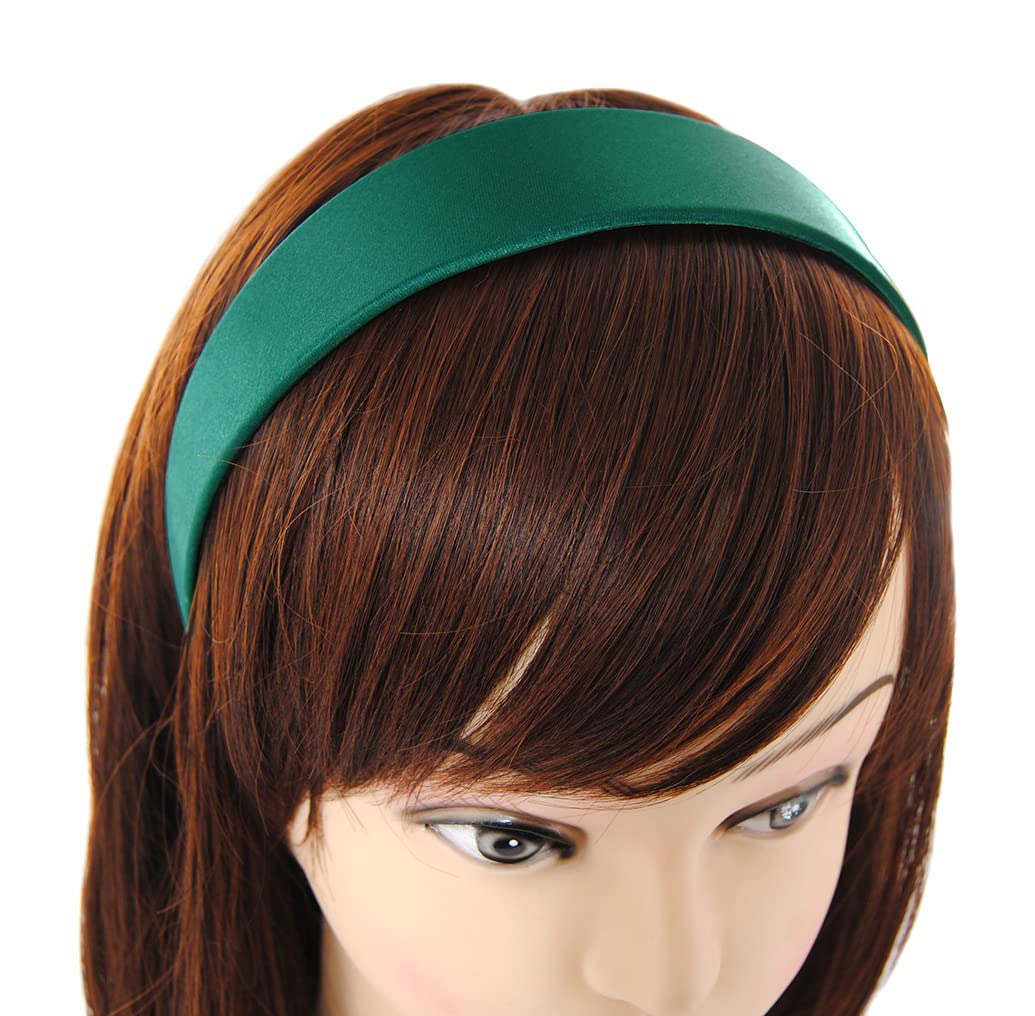axy Wide Headband with Satin Covered Women's Hair Band Vintage Classic Look Hairband Headband HRK1 (Green)