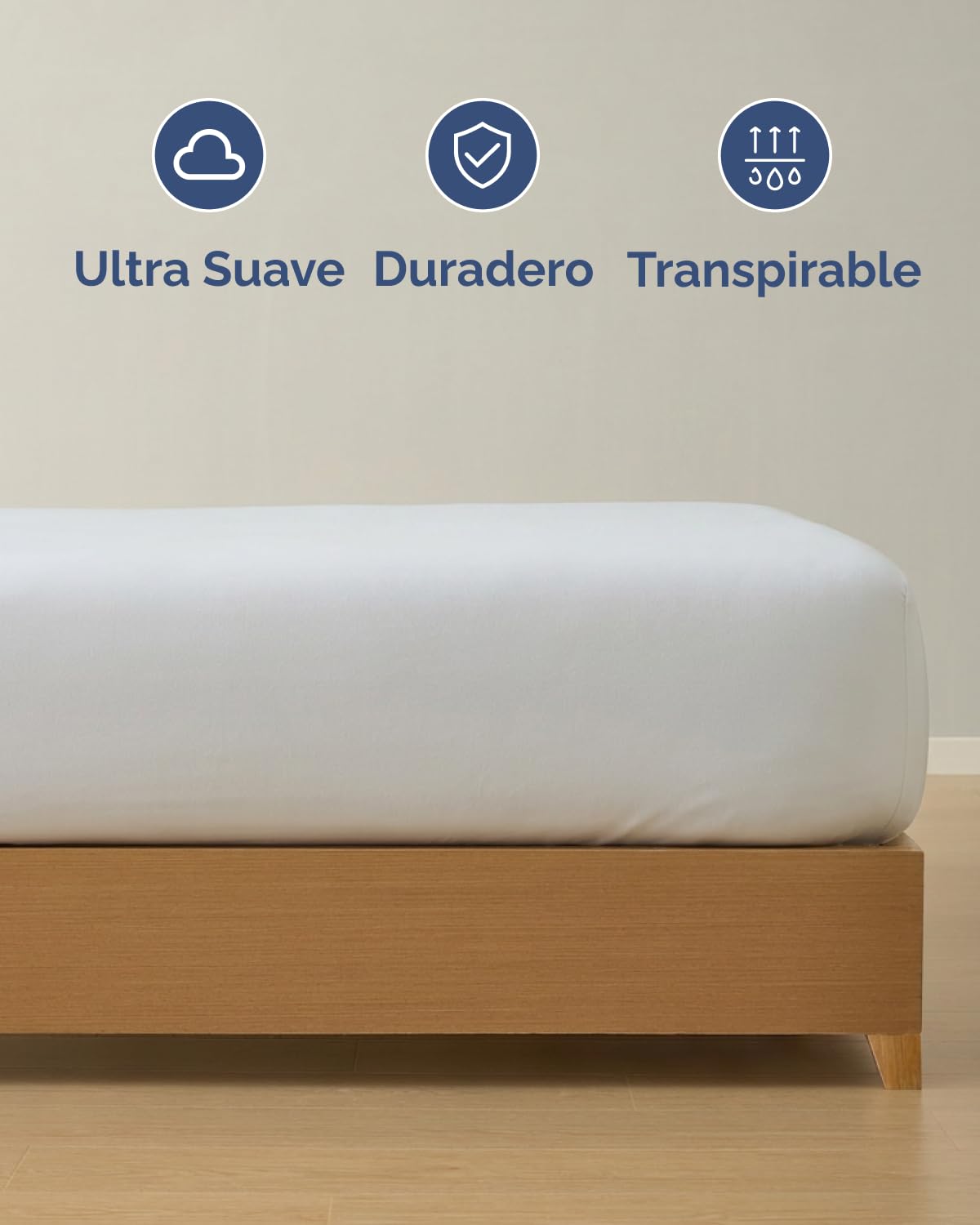 Sábana bajera ajustable 200x200 cm Blanco - 100% Algodón Jersey suave & transpirable - Bolsillo 40 cm / 16" - Sin arrugas, Resistente, Hipoalergénico & Transpirable - Certificado OEKO-TEX Standard 100