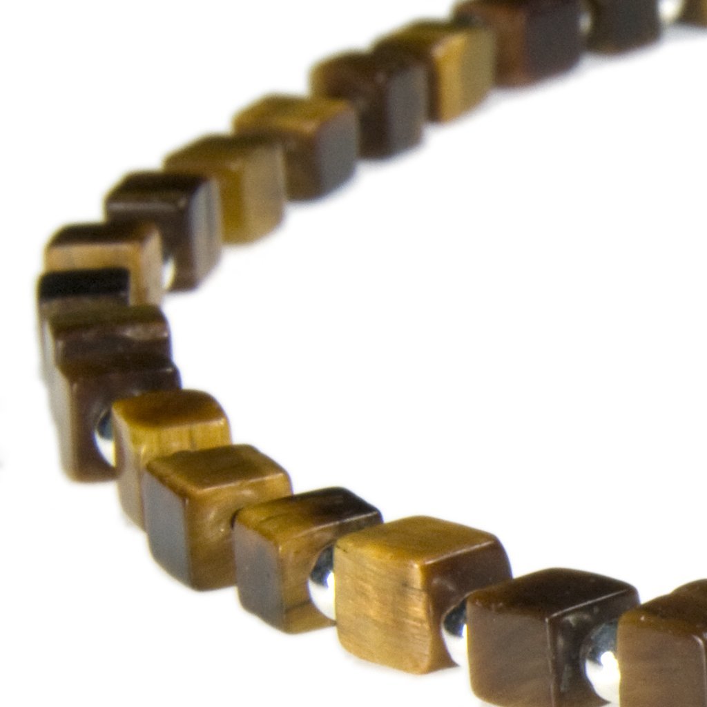 Collana occhio di tigre e argento massiccio 925 - Dimensioni delle pietre 4 mm, Occhio di tigre, Occhio di tigre