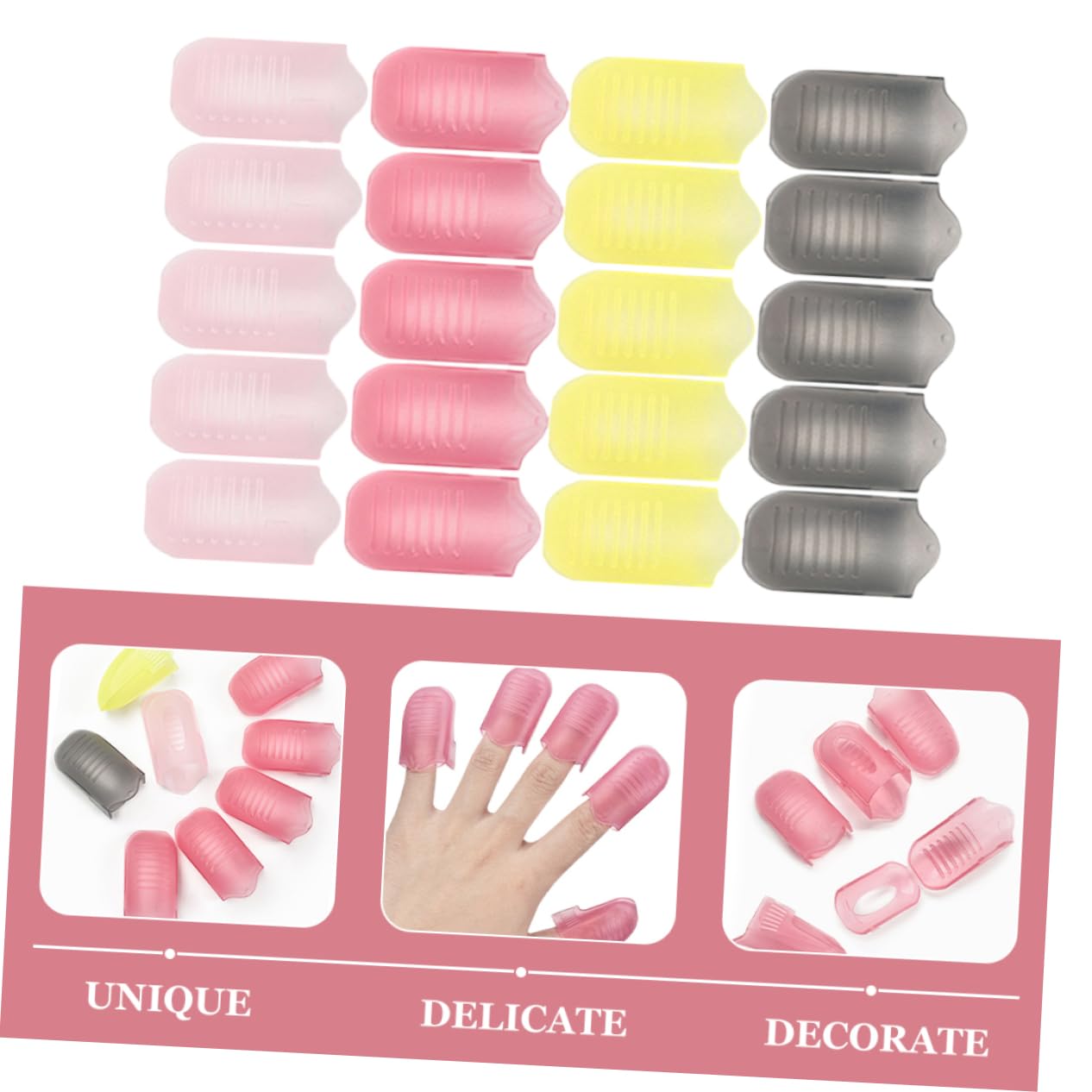 Didiseaon 20pcs Plastic Nail Clip Home Nail Care Kit Polish Remover Wrap Glue Clip Cap Paint Remover Tool Travel Size