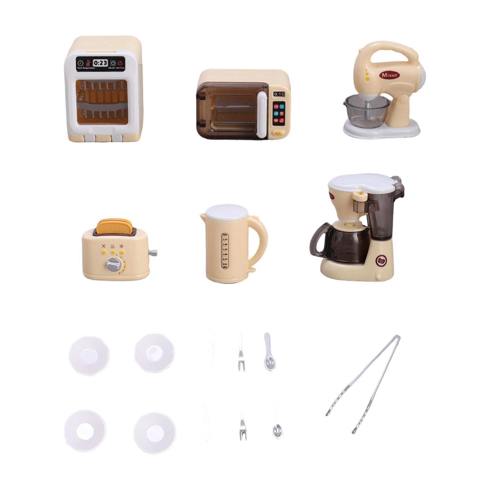 Miniature Kitchen Appliance Set for Children Simulated Toys Kitchen Toys Set Yellow|Dolls & Bears | Dollhouse Miniatures | Furniture & Room Items-image-2