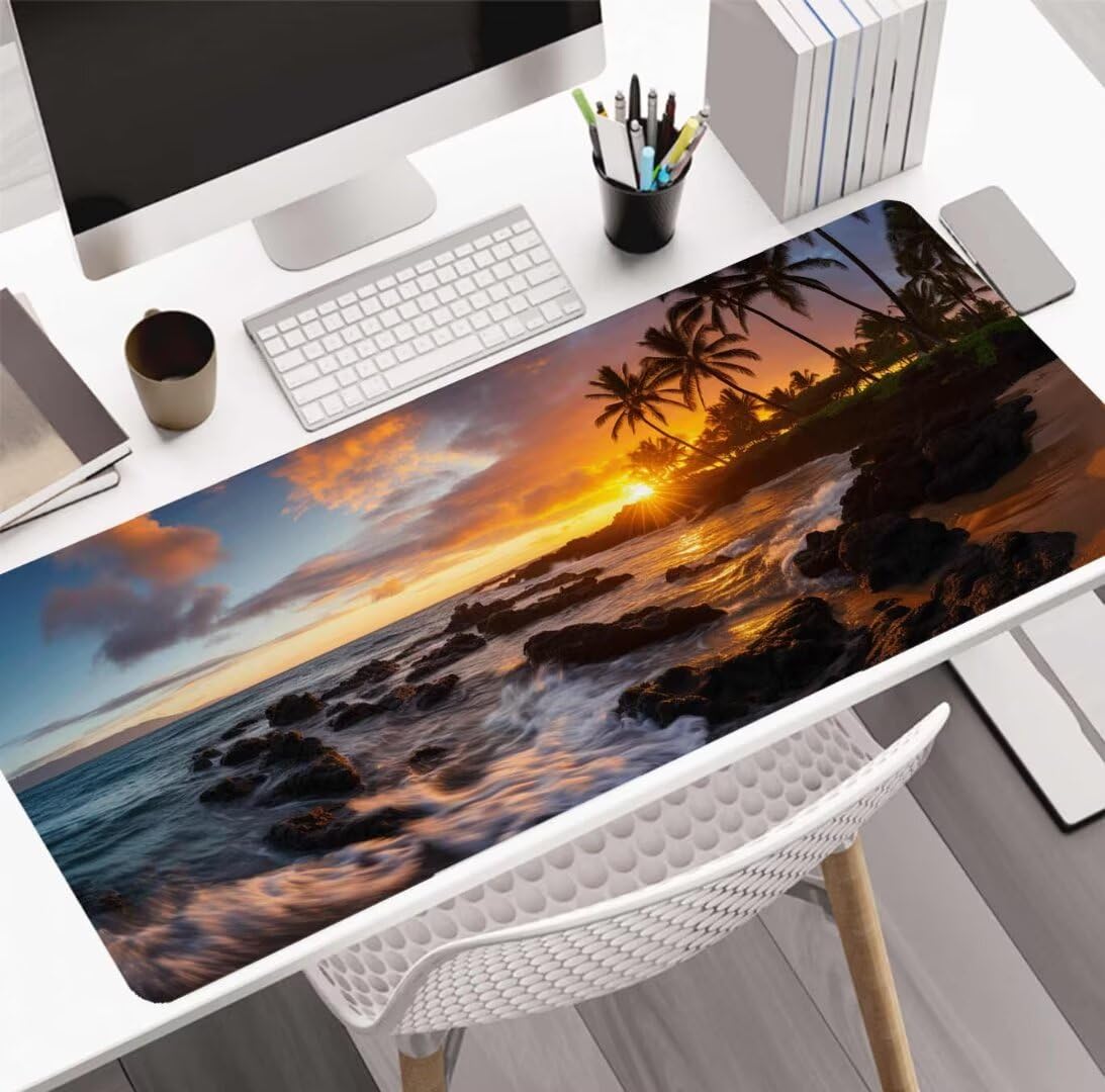 Alfombrilla Ratón Sunset Art, Mousepad Alfombrilla Raton Gaming XXL 1600x800x4mm Mouse Desk Mat Gamer para Gaming Tapete Escritorio Mujer Almohadilla Raton Mouse Pad Base de Goma Antideslizante S-1110