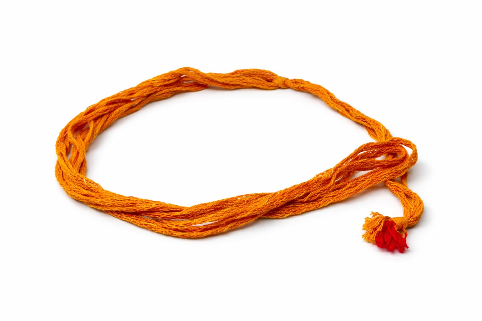 Traditional Twisted Cotton Kamar Bandh Waist Belt with Tassel, Orange and Red-picture-22