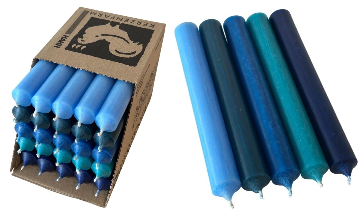 Set 25 Candele Colorate Kerzenfarm Hahn - Made In Germany 22x180mm
