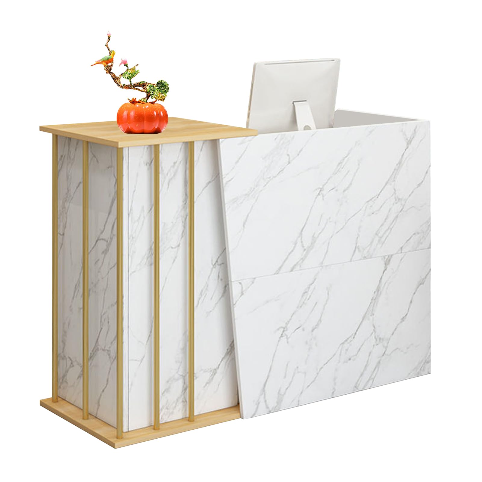 GAOXIAO Banco Cassa Reception Estetica, Banco Reception con Cassetti, Tavolo di Ricezione Angolare, Bancone Cassa per Negozio per Ufficio Sale Aziendali Hotel Centro C 120 cm