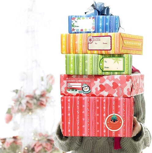 Miniatura 5 de Etiquetas adhesivas de regalo de Navidad, regalos de Navidad, etiquetas autoadhesivas con nombre de Papá Noel, muñecos de nieve, árbol de Navidad