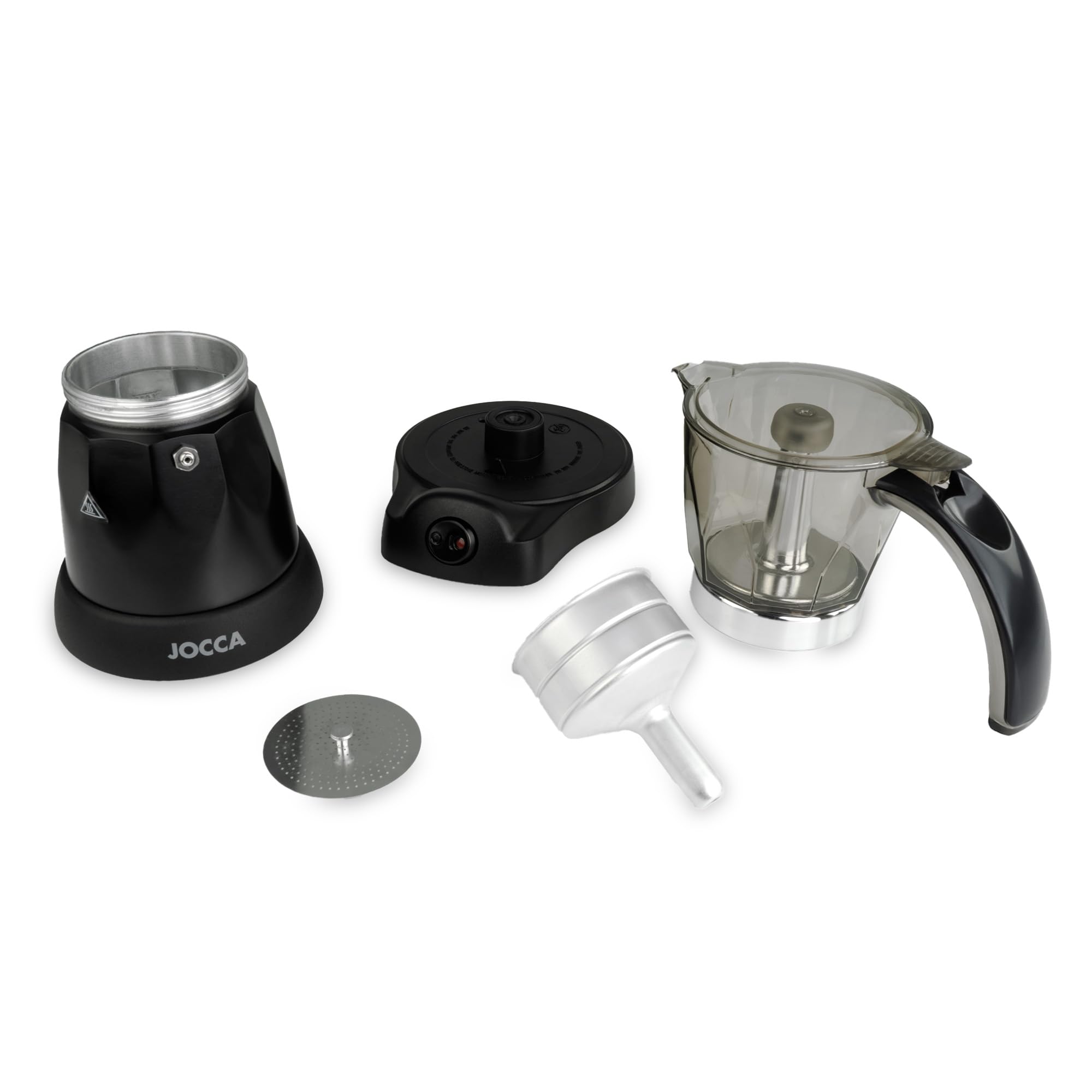 Jocca Commodore - Cafetière Italienne Electrique en Inox | 6 Tasses | Noir