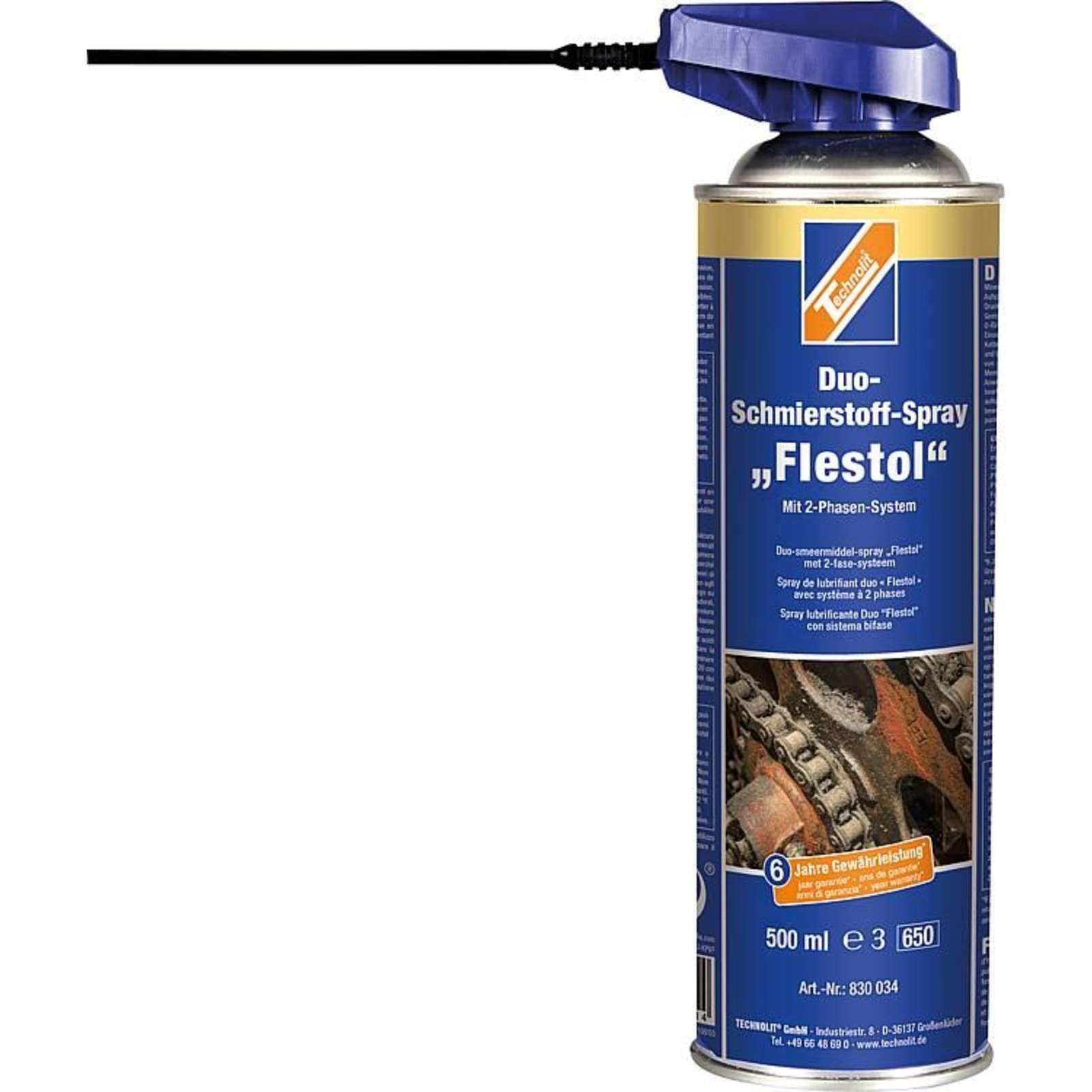 TECHNOLIT Duo-Schmierstoff Flestol 500ml, Langzeitschmierung, Haftschmiermittel, Korrosionsschutz, Schmieröl