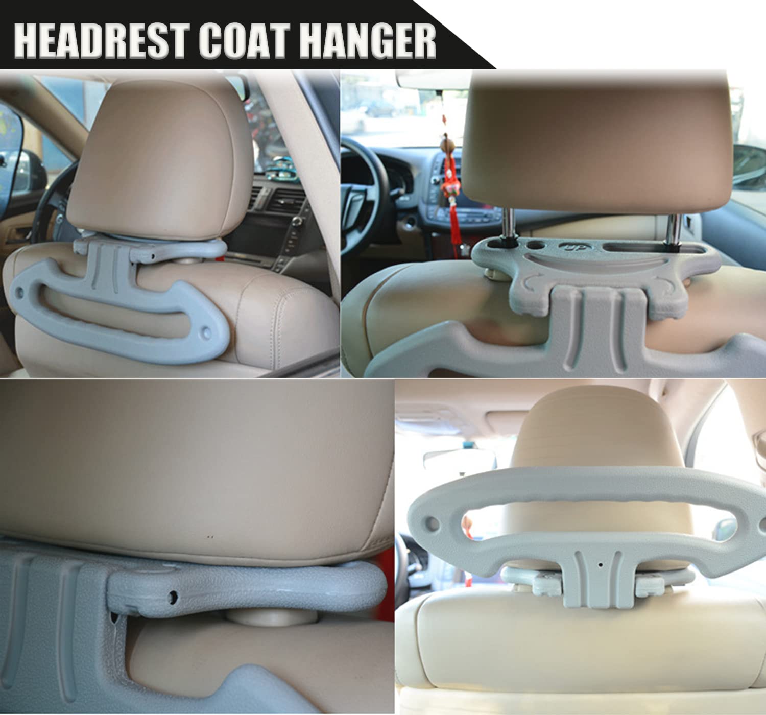 3 en 1 Percha de abrigo de coche para reposacabezas Asiento trasero Percha de abrigo Perchas de toalla para asiento Coches Perchero Percha respaldo (gris)