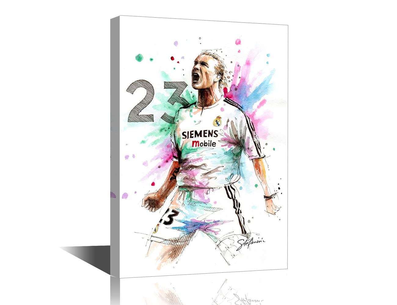 TISHIRON Famous Football Superstar Canvas Wall Decor Artwork David Beckham Painting Poster Print Art Picture Club Framed Gallery Wrapped Stretched Ready to Hang - 18x12 in