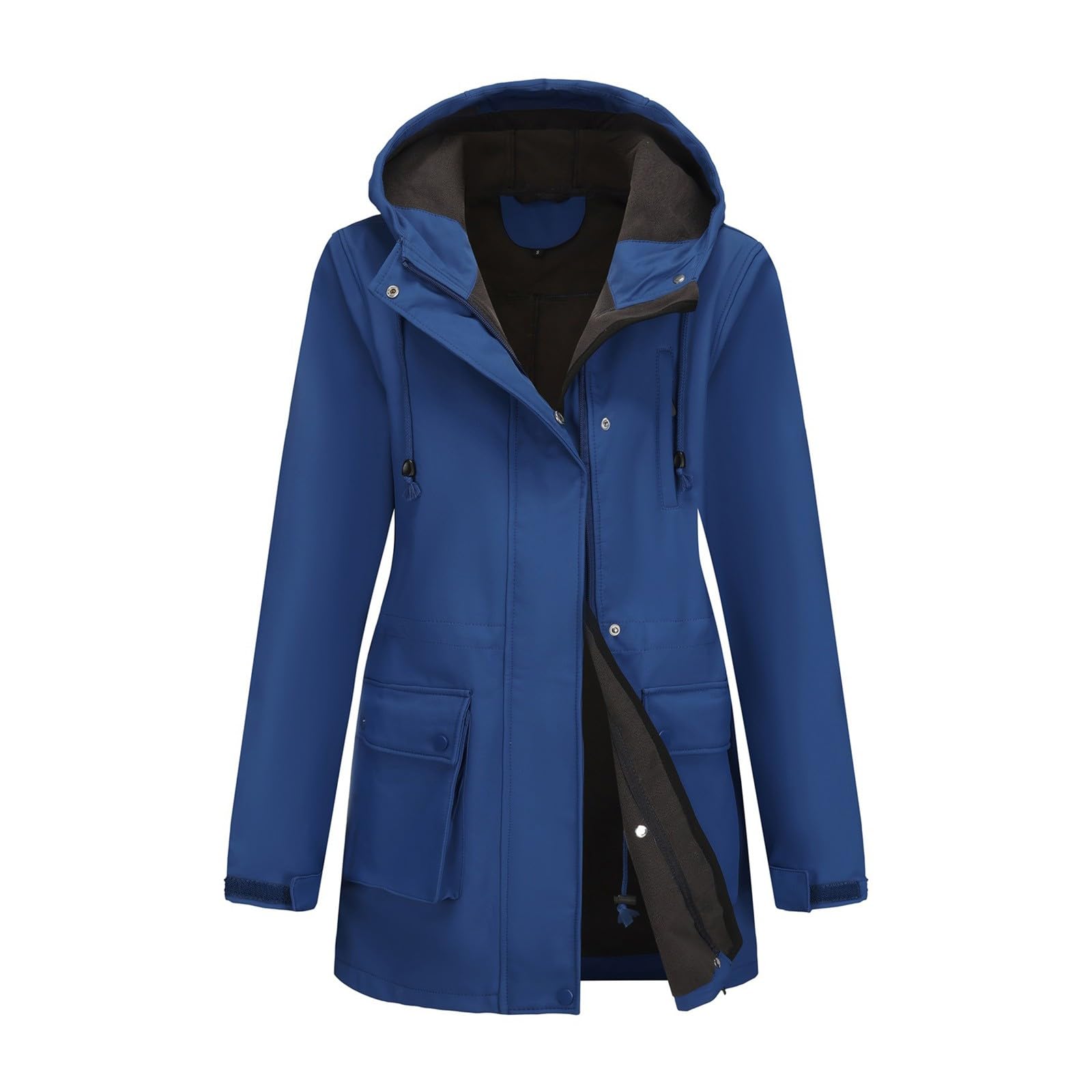 Giacca antipioggia da donna, lunga, impermeabile, foderata, 2 in 1, impermeabile, traspirante, parka antivento, taglie grandi, giacca softshell con cappuccio, giacca per il tempo libero sportiva