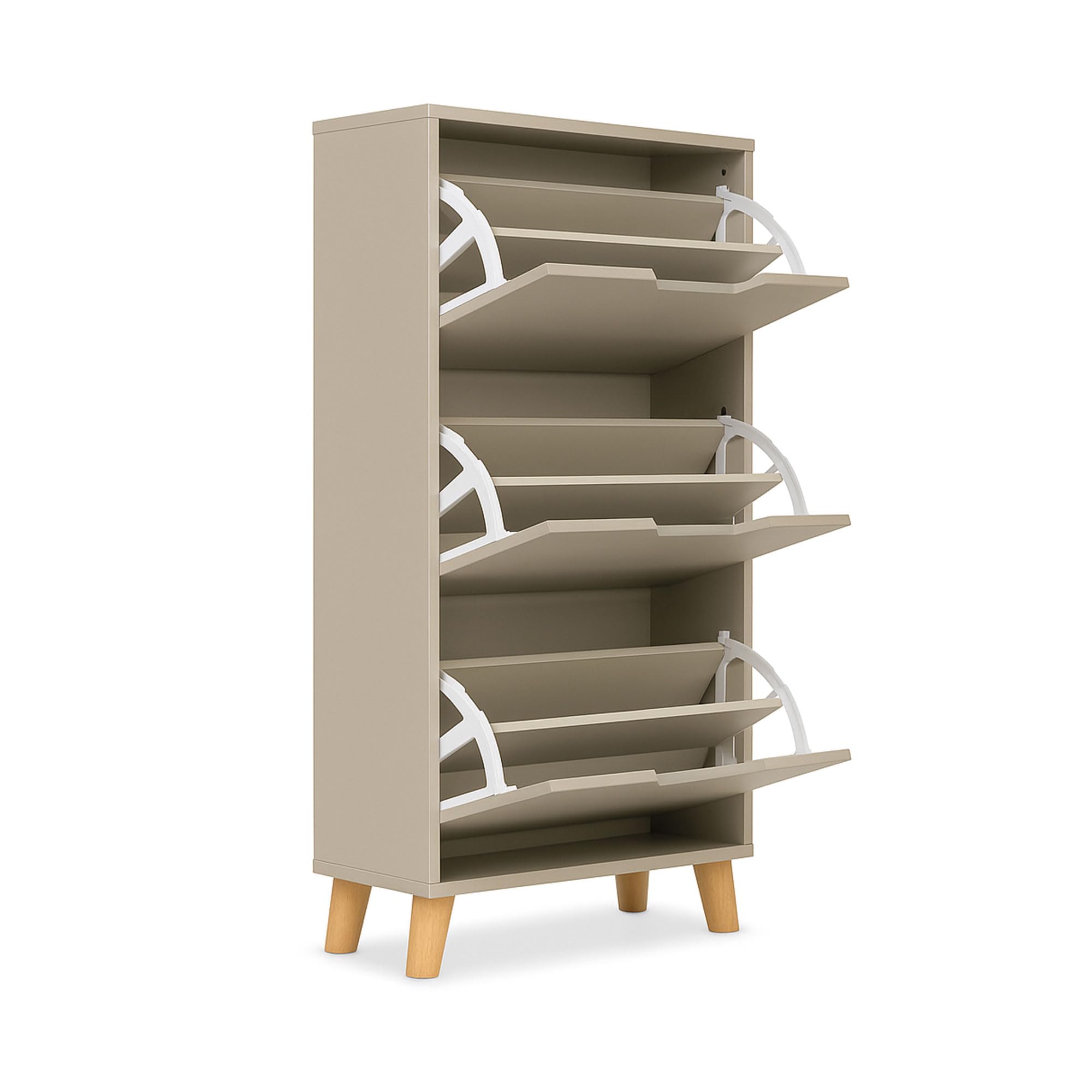 FRANKYSTAR Plana - Scarpiera Salvaspazio 3 Ante 55x116x25 cm per 18 Paia di Scarpe in Legno Tortora