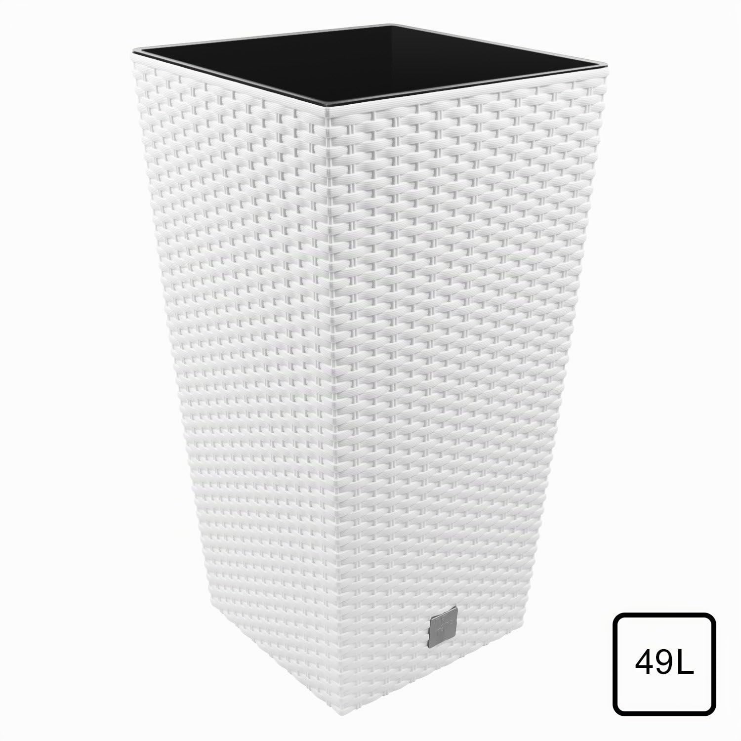Vaso per piante Rato Square Simil Rattan 49L Largo 320 mm Con Inserto colore: Bianco