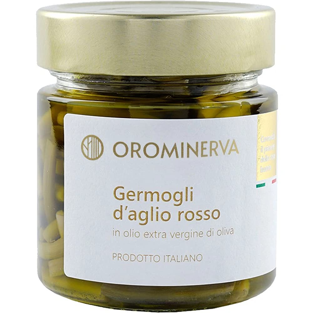 OROMINERVA - 3 vasetti di Germogli d'aglio rosso di Sulmona sott'olio