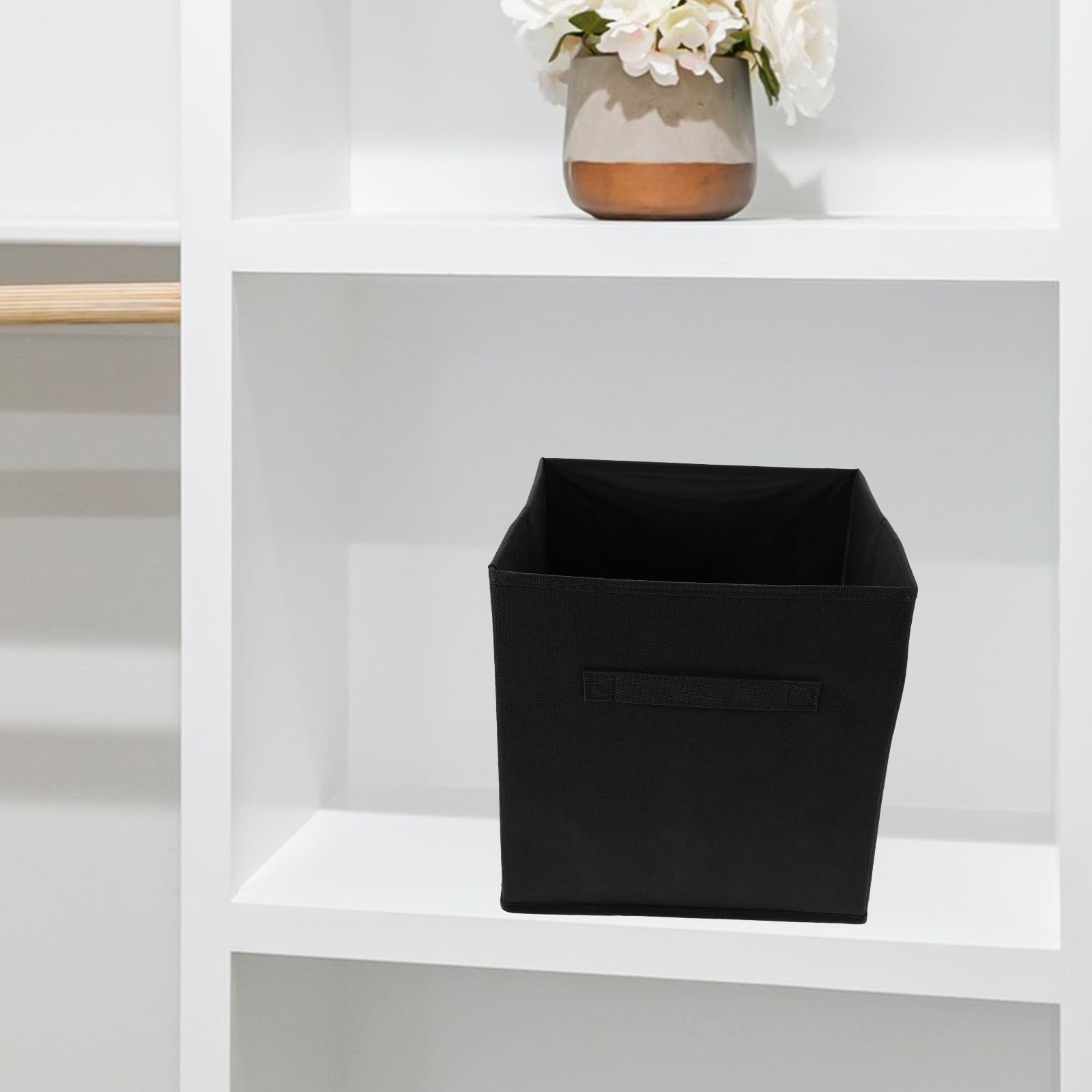 Housoutil 4 Pièces Boîte de Rangement Pliable en Tissu, Cube de Rangement pour Vêtements, Grosse Capacité, Noir, Multifonction, pour Bureau et Maison