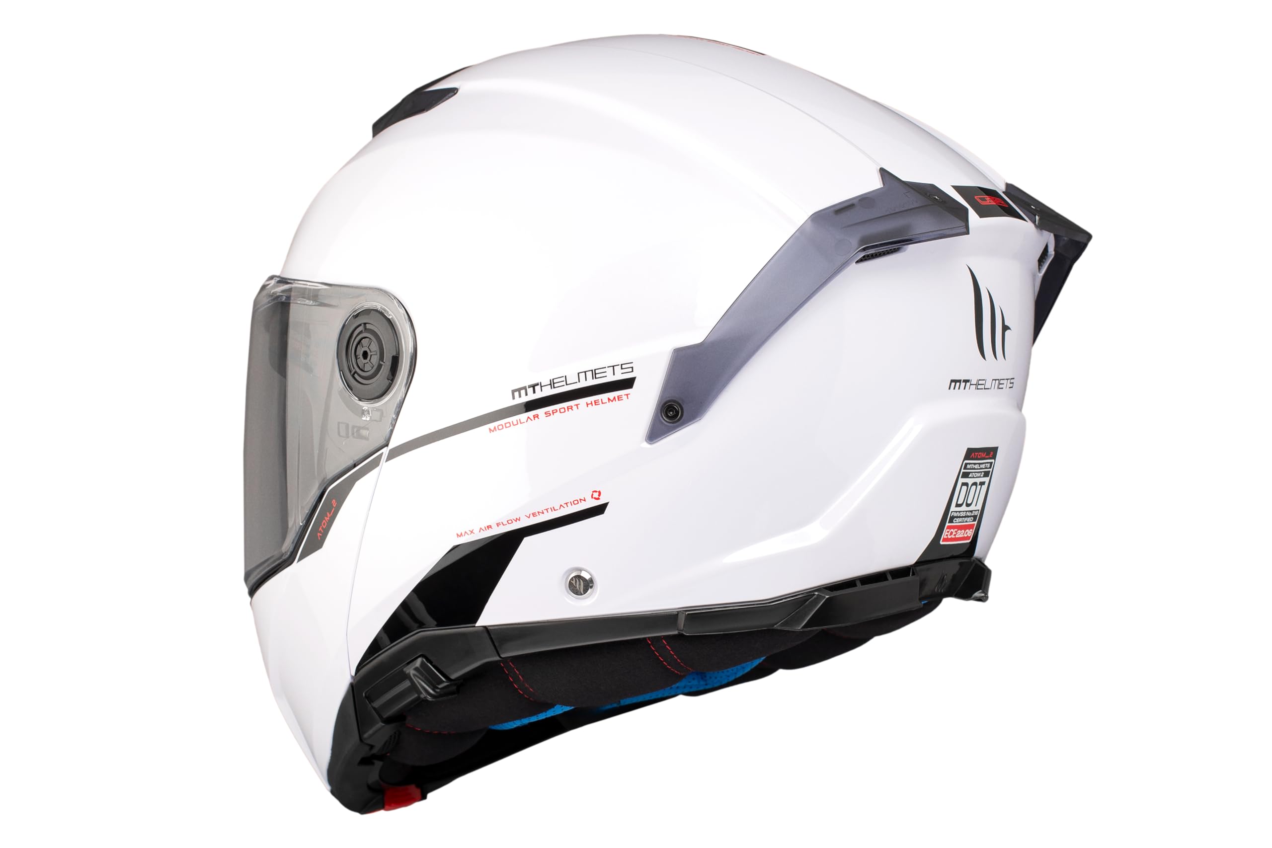 MT HELMETS Atom 2 SV, Casco moto Modular Flip-Up, Visor Solar Retráctil, Interior Lavable, Preparado Intercomunicador UCS, Bloqueo frontal, Visor con posición Ventilación, Homologado ECE 22.06 & DOT