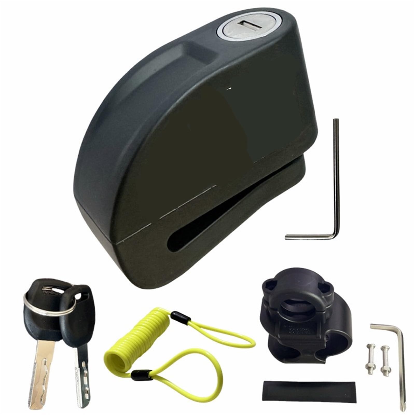 Blokada Motocykl Motocykl Rowerowy Alarm Blokada dysku Zabezpieczenie przed kradzieżą Wodoodporna lina przypominająca ze stopu aluminium + wspornik 6 kolorów zamek kierownicy motocykla(Black 8300-1)