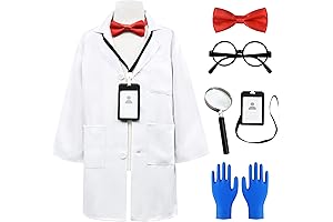 Doctor Costume Set for Kids, Pretend Play: White Lab Coat with Accessories for 3-12 Years