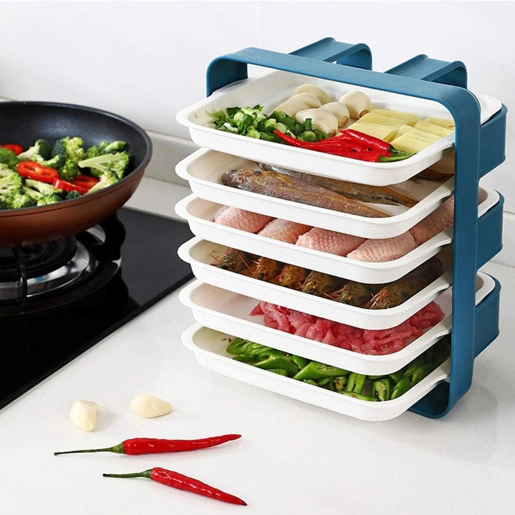 Soporte apilable para verduras, rectangular, ABS, estación de preparación de alimentos con guarnición, perfecto para la preparación de alimentos y nización en espacios culinarios