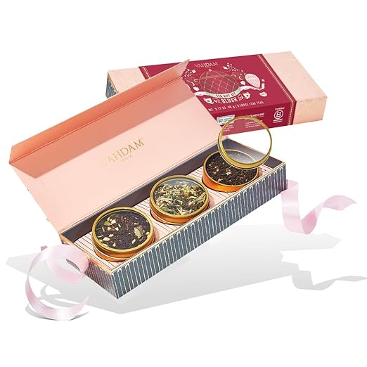 VAHDAM, BLUSH - Assorted Tea Gift Set for Women (3 Premium Teas) Tin Caddy Presentation Box | Loose Leaf | Gluten Free, Non GMO | Gifts for Her | Gifts for Women