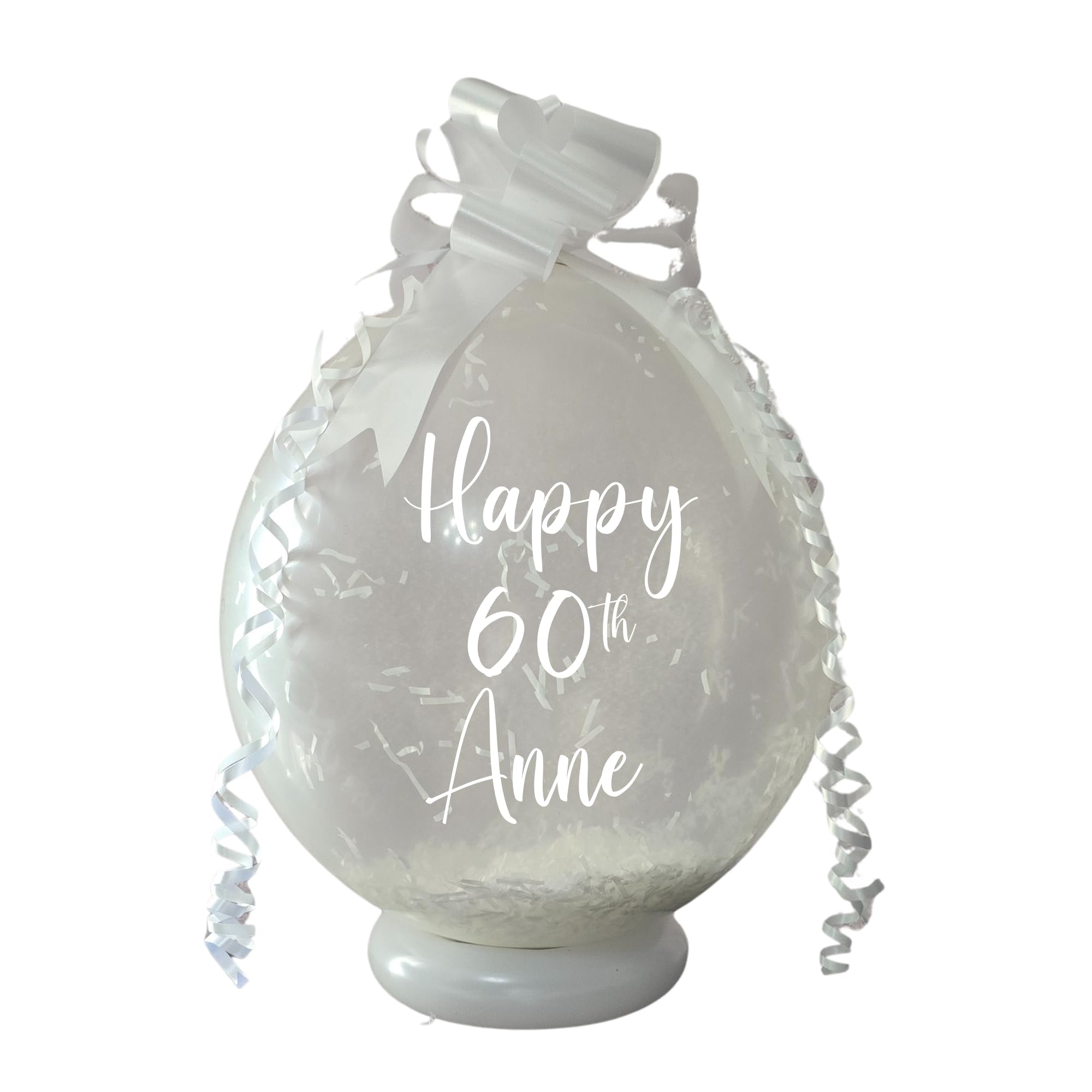 Personalised Birthday Stuffing Balloon Gift Kit, 18 Inch Clear POP ME Money Balloon with Confetti and Decorations, Available in 14 Colours (White)