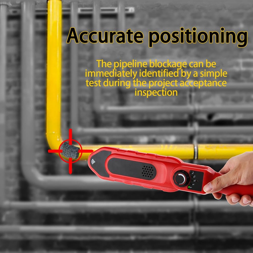 Water Pipe Locator, Pipe Blockage Detector, Locators Water Pipes Wall Scanner, 40m Pipeline Underground Diagnostic, Waterproof Pipes Tester, for Metal, PVC, Plastic