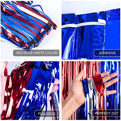 Lolstar 4Th Of July Decorations,Red White Blue 5 Pack Tinsel Foil Fringe Curtains,4Th Of July Photo Booth Prop Streamer Backdrop For America Patriotic Party,Memorial Day,Independence Day,Labor Day #TOP2