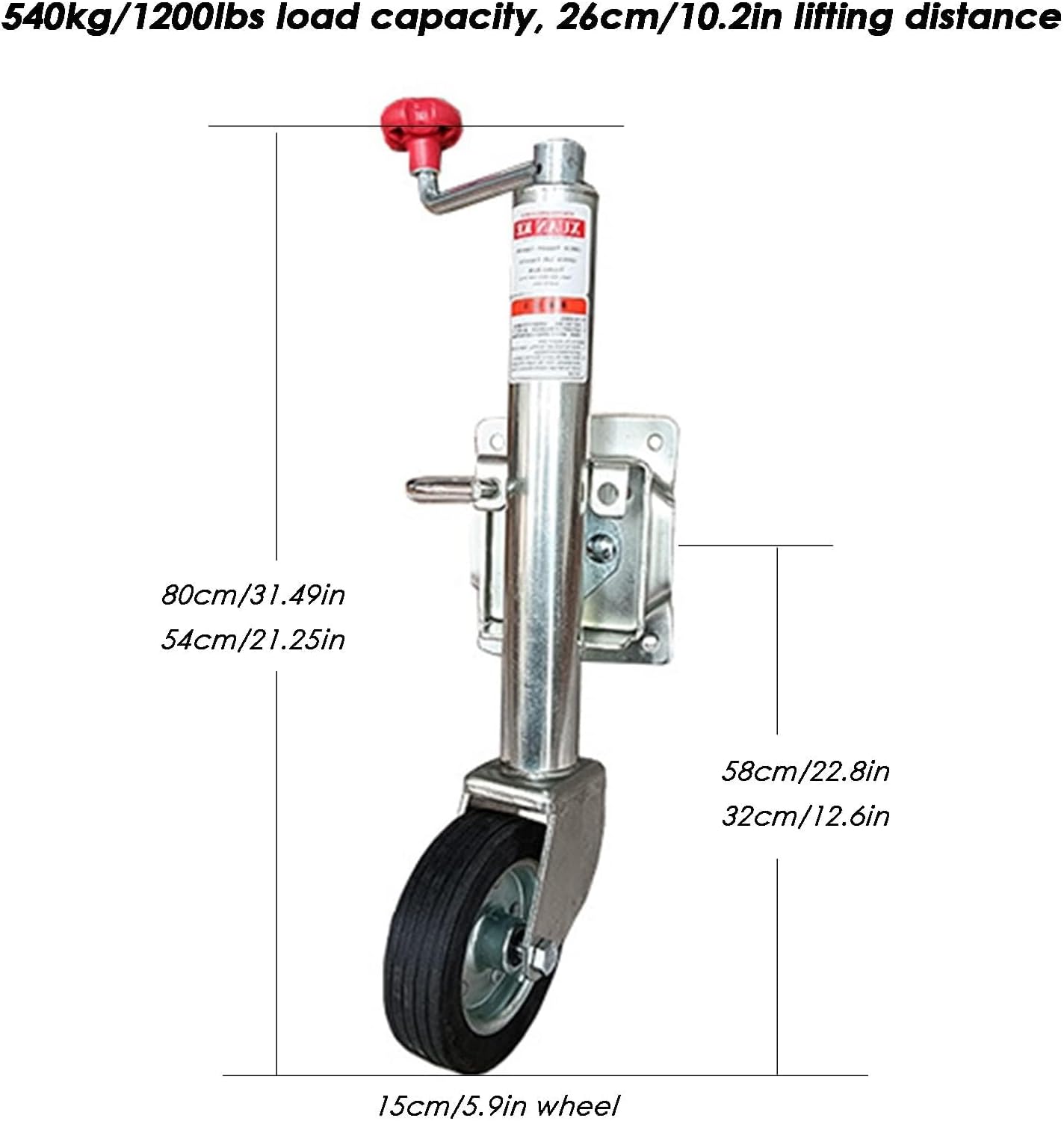 Boat Trailer Jack - Trailer Jack Wheel,Bolt-On Swivel Tongue Jack,Heavy Duty Trailer Jockey Wheel, 540/680/900 Kg Capacity, 26cm Telescopic, for Boat, Motorhome, Yacht, Caravan
