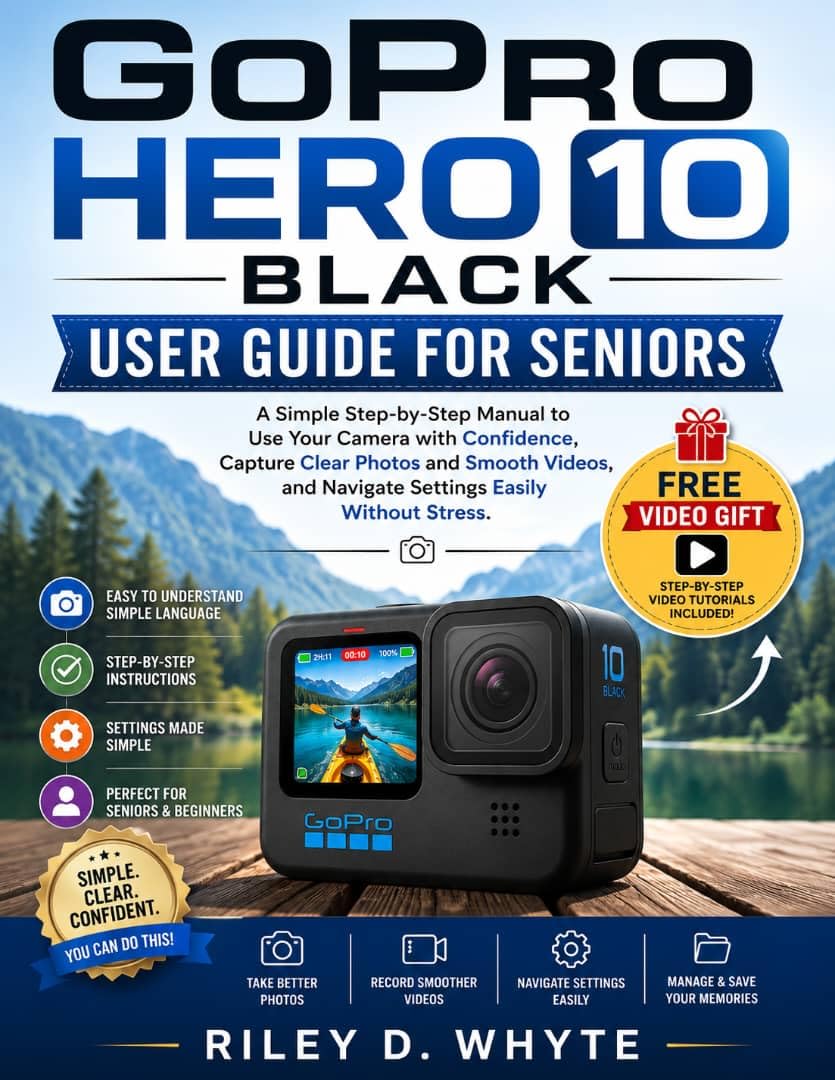 Livre GoPro Hero 10 Black pour débutant et senior avec mode d'emploi pas à pas