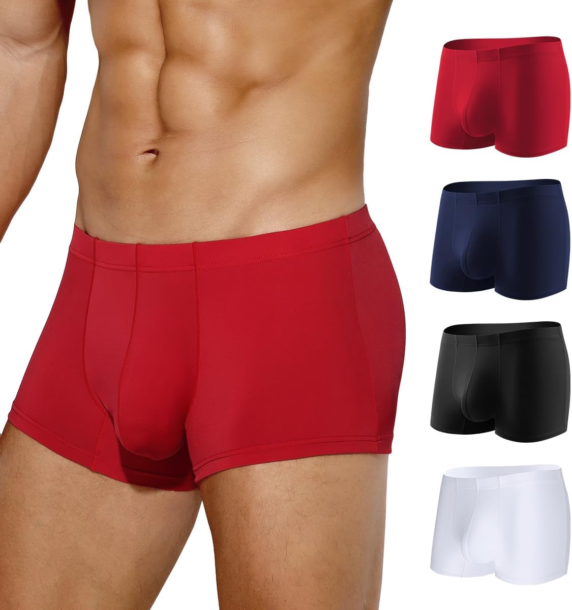 Arjen Kroos Men's Boxer Briefs, Sexy Silky Breathable Ice Silk Mens Trunks Underwear, Underwear for Men 4 Pack