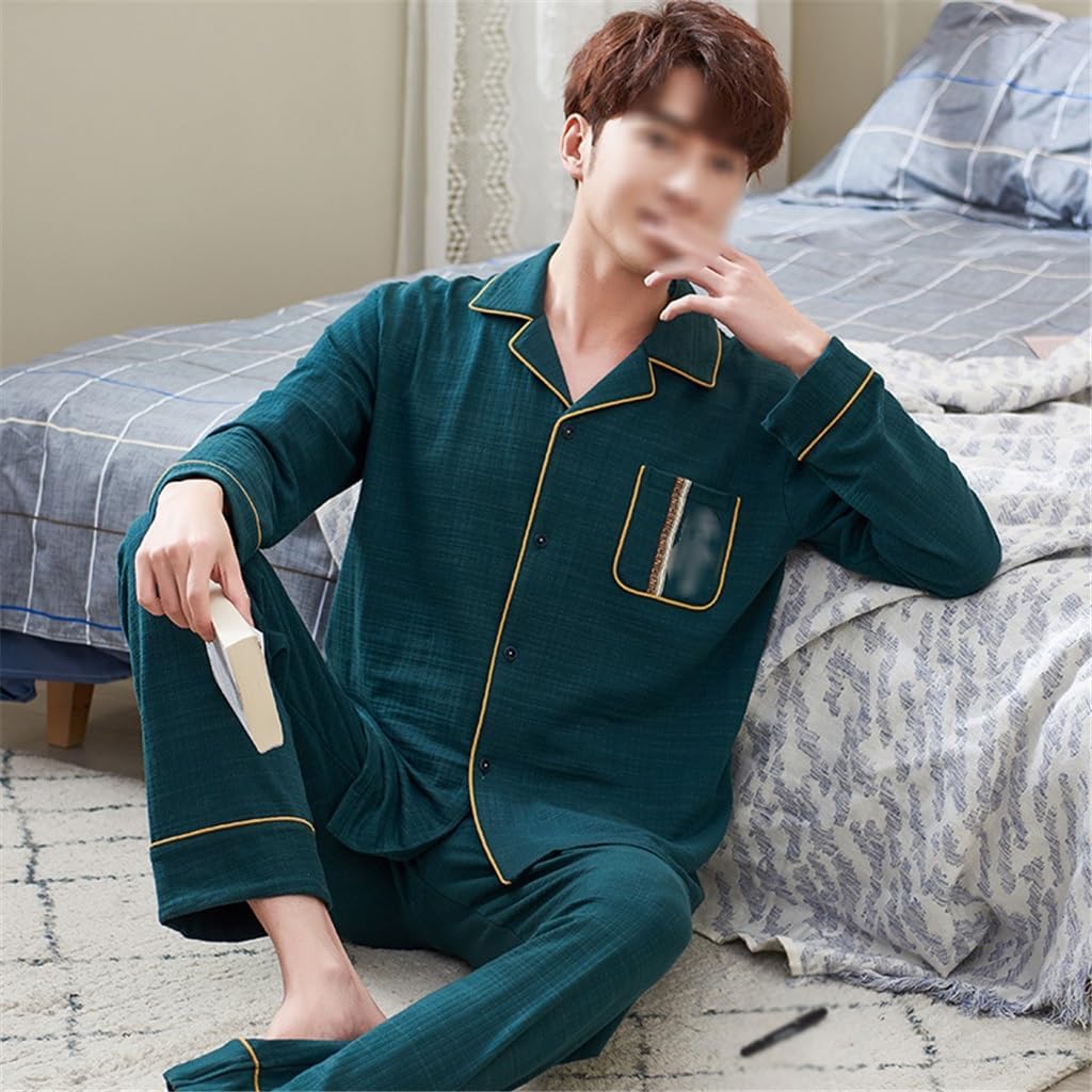 Pajamas Men's Spring and Autumn Cotton Long Sleeve Loungewear Loose Version of the Suit