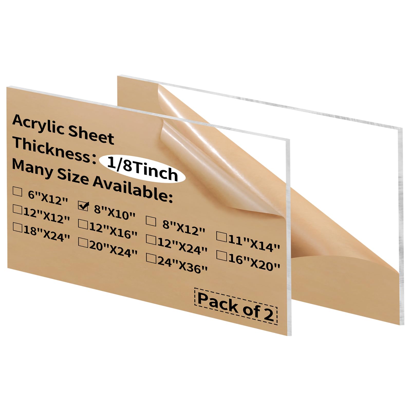 Clear Acrylic Sheets - 2 Pack 12x16 -12