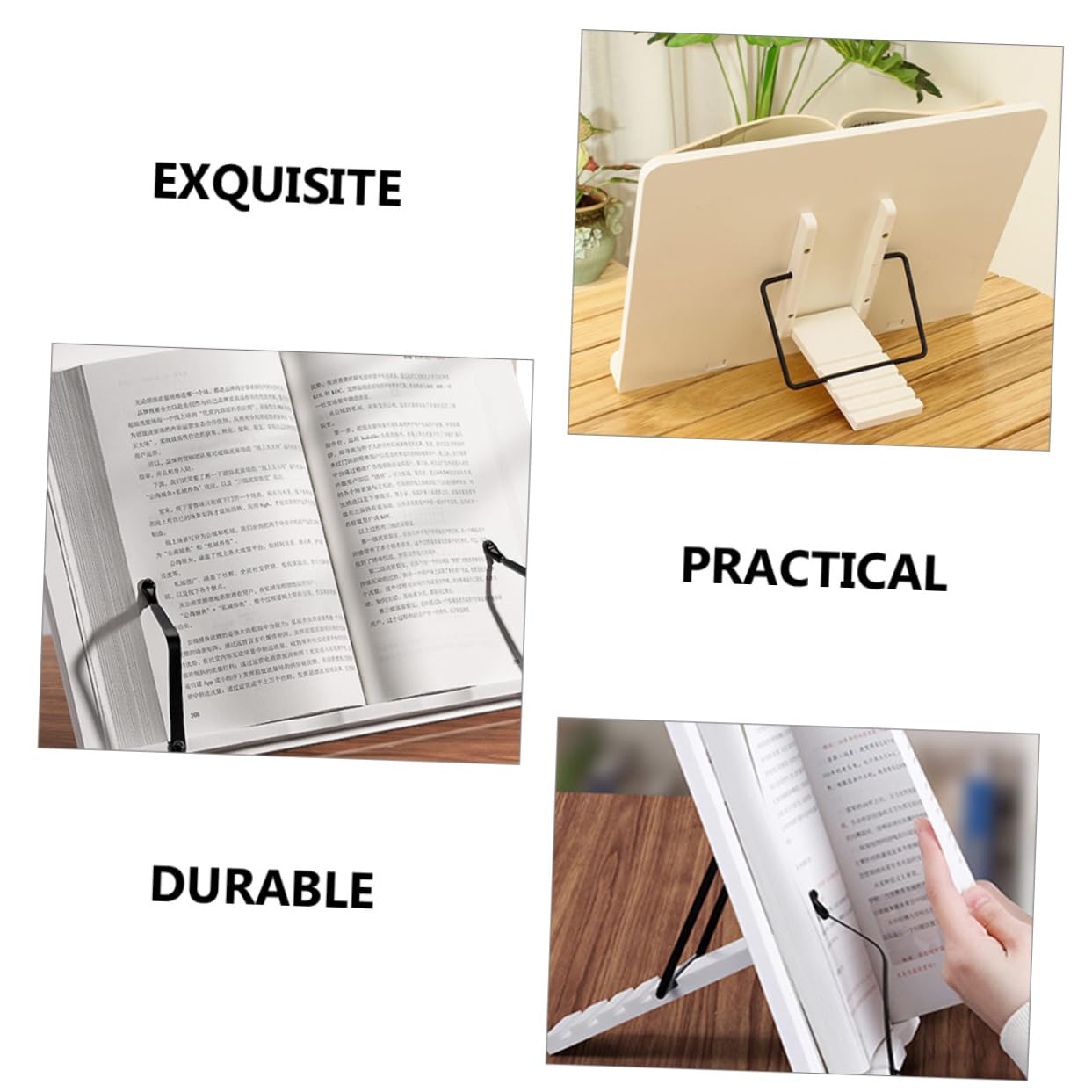 Holz Buchständer zum Lesen mit Verstellbarem Lesewinkel und Stabilem Design als Leseständer für Kochbücher und Schulbücher Am Schreibtisch